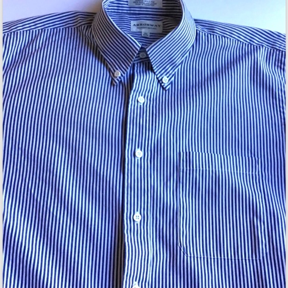 ARBORWAY pinpoint Oxford blue striped 80’s 2 ply cotton shirt Sz 15.5- 32/33 - Picture 7 of 7